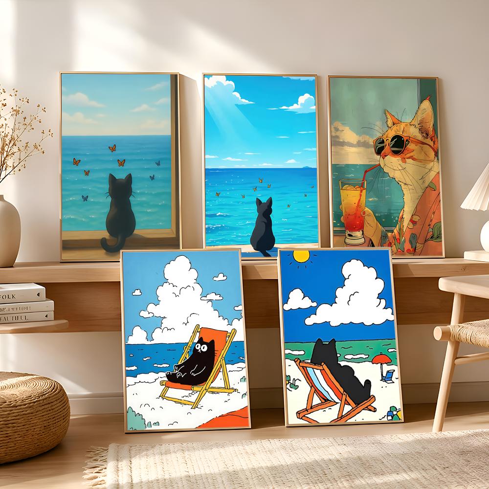 Poster con gatto sulla spiaggi - Esports And Gaming Lounge recensione e prezzo